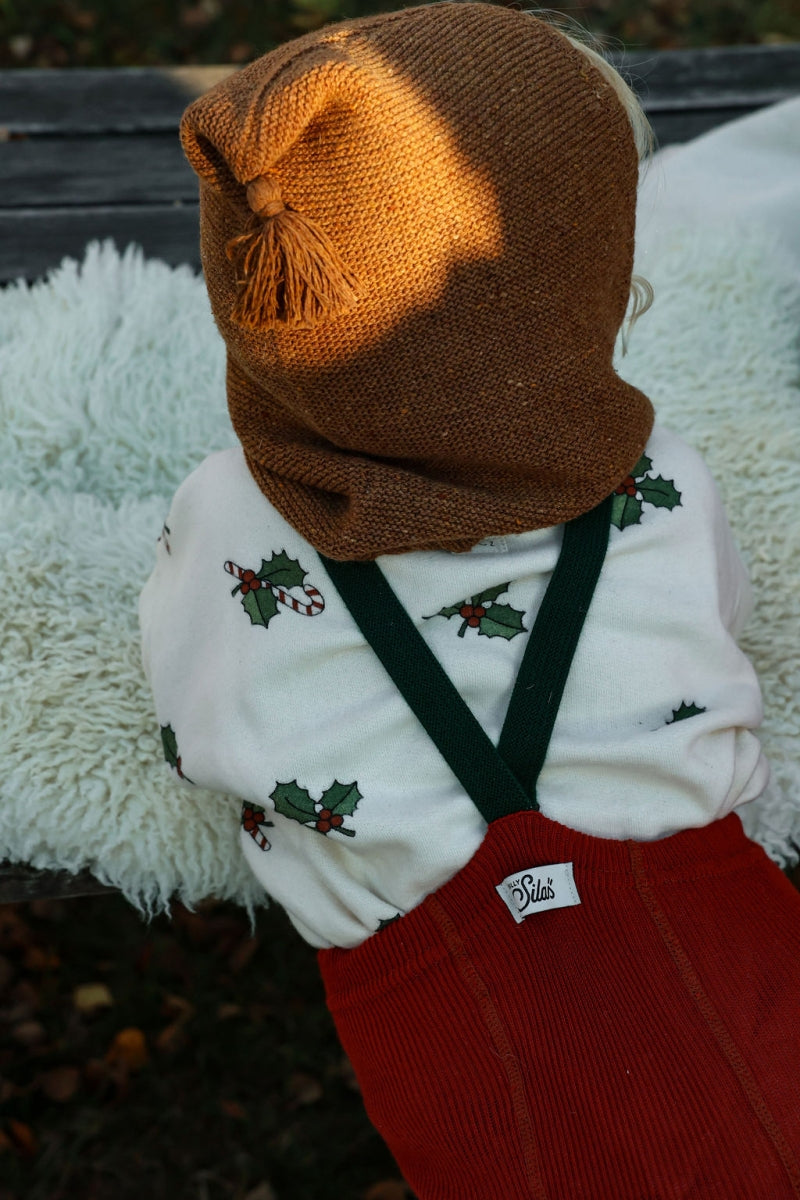 footed cotton tights - maple leaf & dark forest green