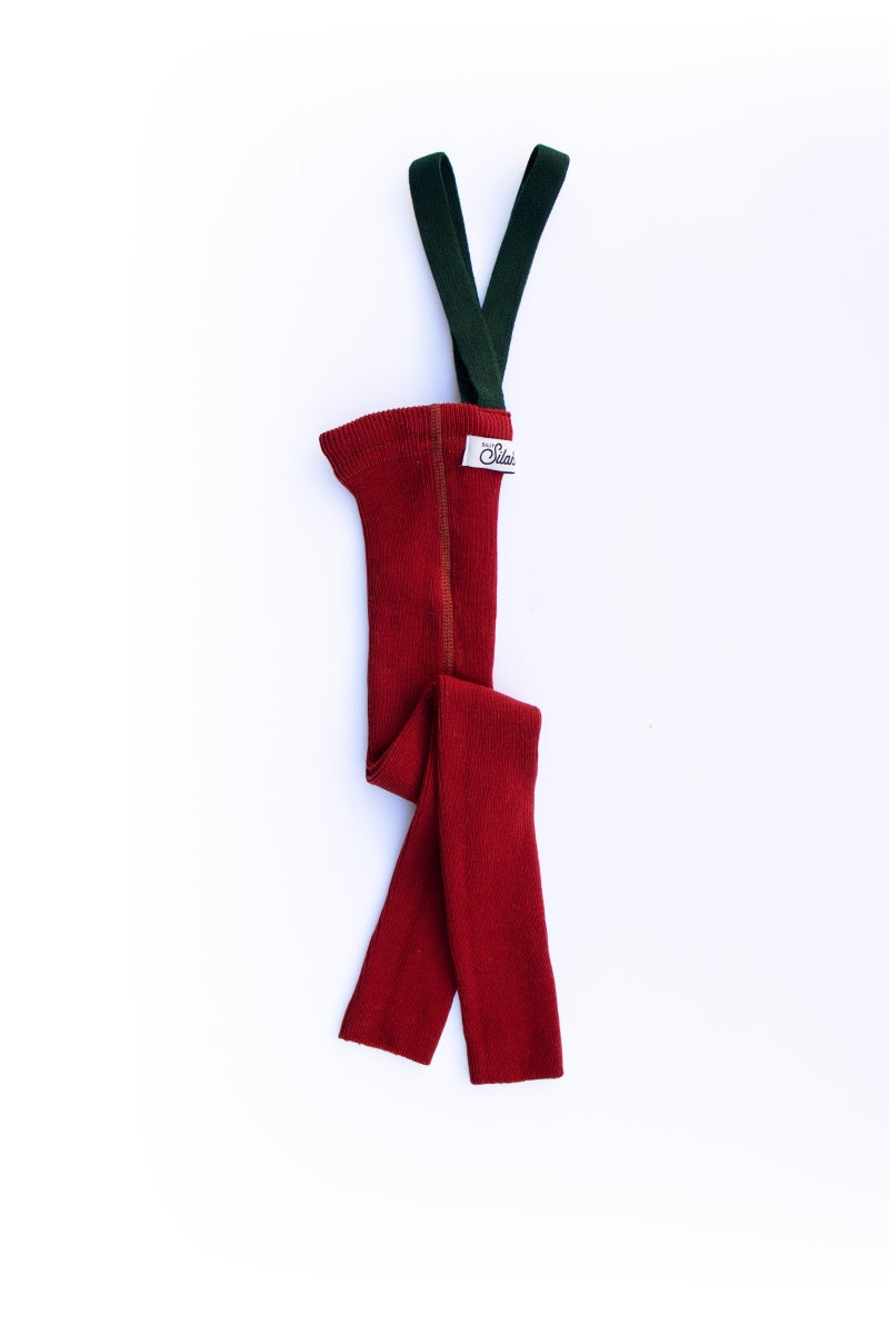 footless cotton tights - maple leaf & dark forest green