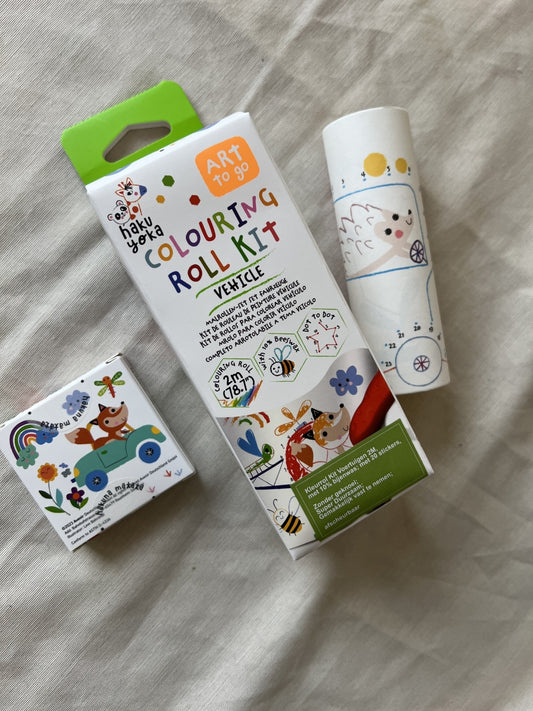 mini kleurrol kit voertuigen - incl 4 krijtjes