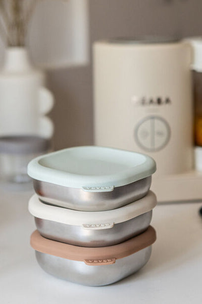 set van 3 snack doosjes - roestvrijstaal