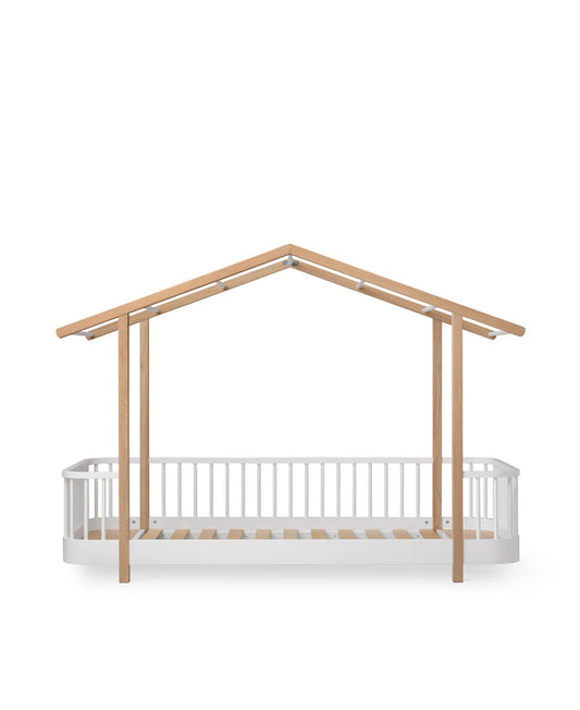 wood original house bed - 90x200 cm - white/oak