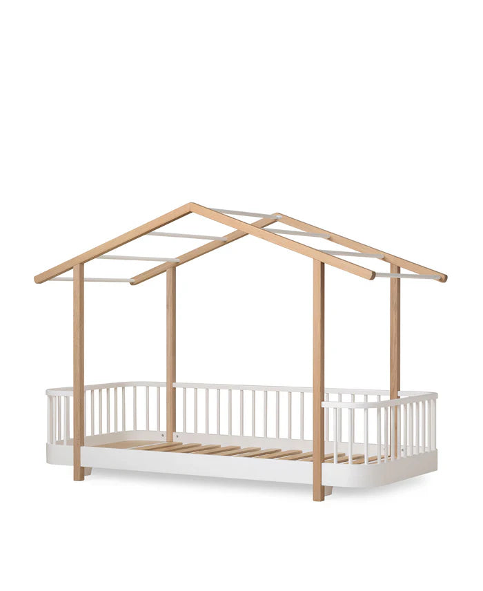 wood original house bed - 90x200 cm - white/oak