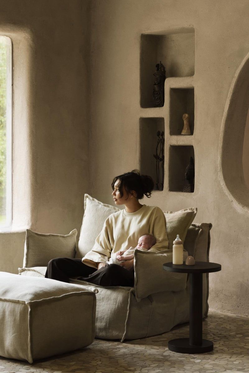 linnen ottoman - beige