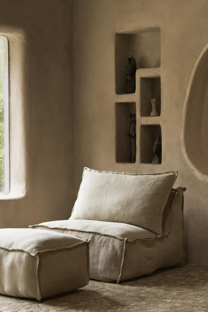 linnen ottoman - beige