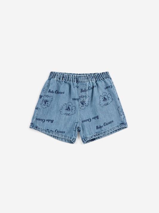 pickles the dog all over denim short