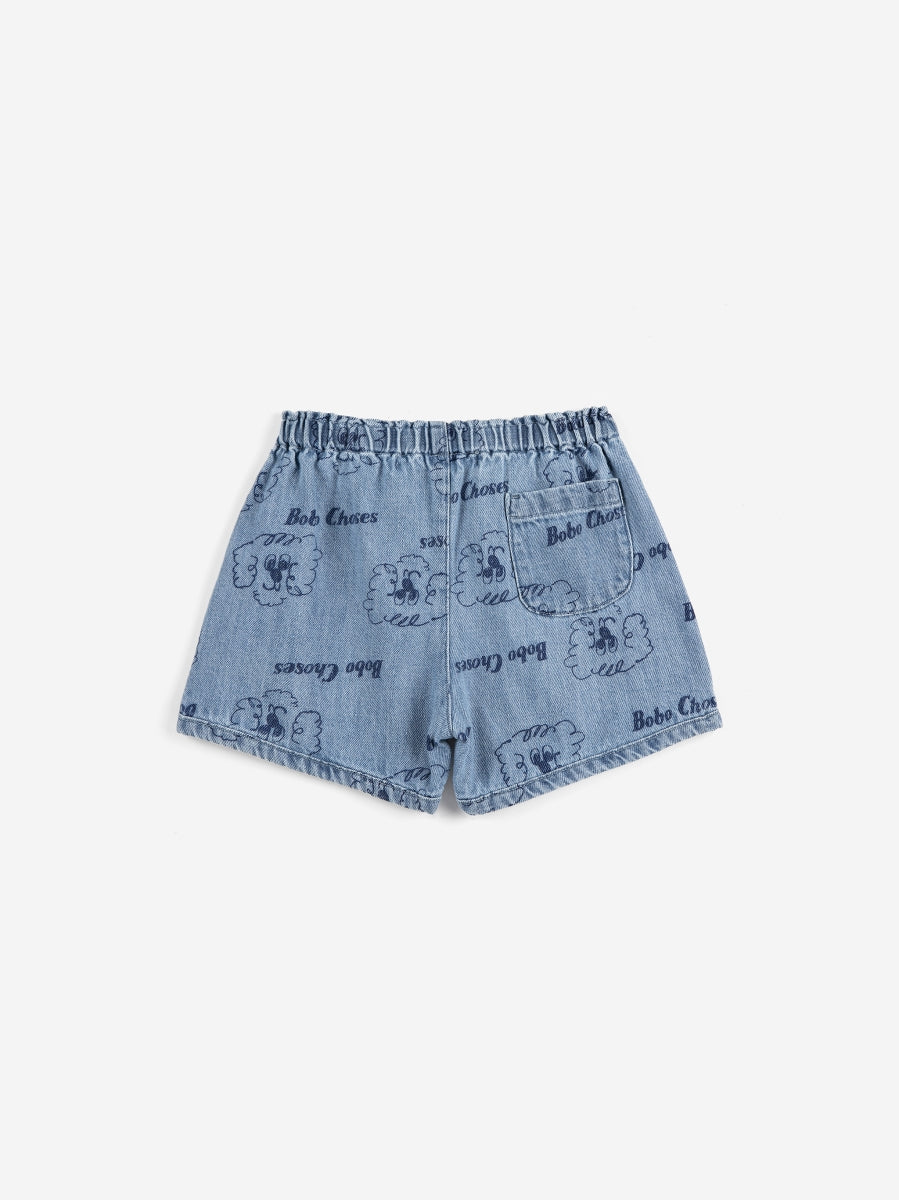 pickles the dog all over denim short