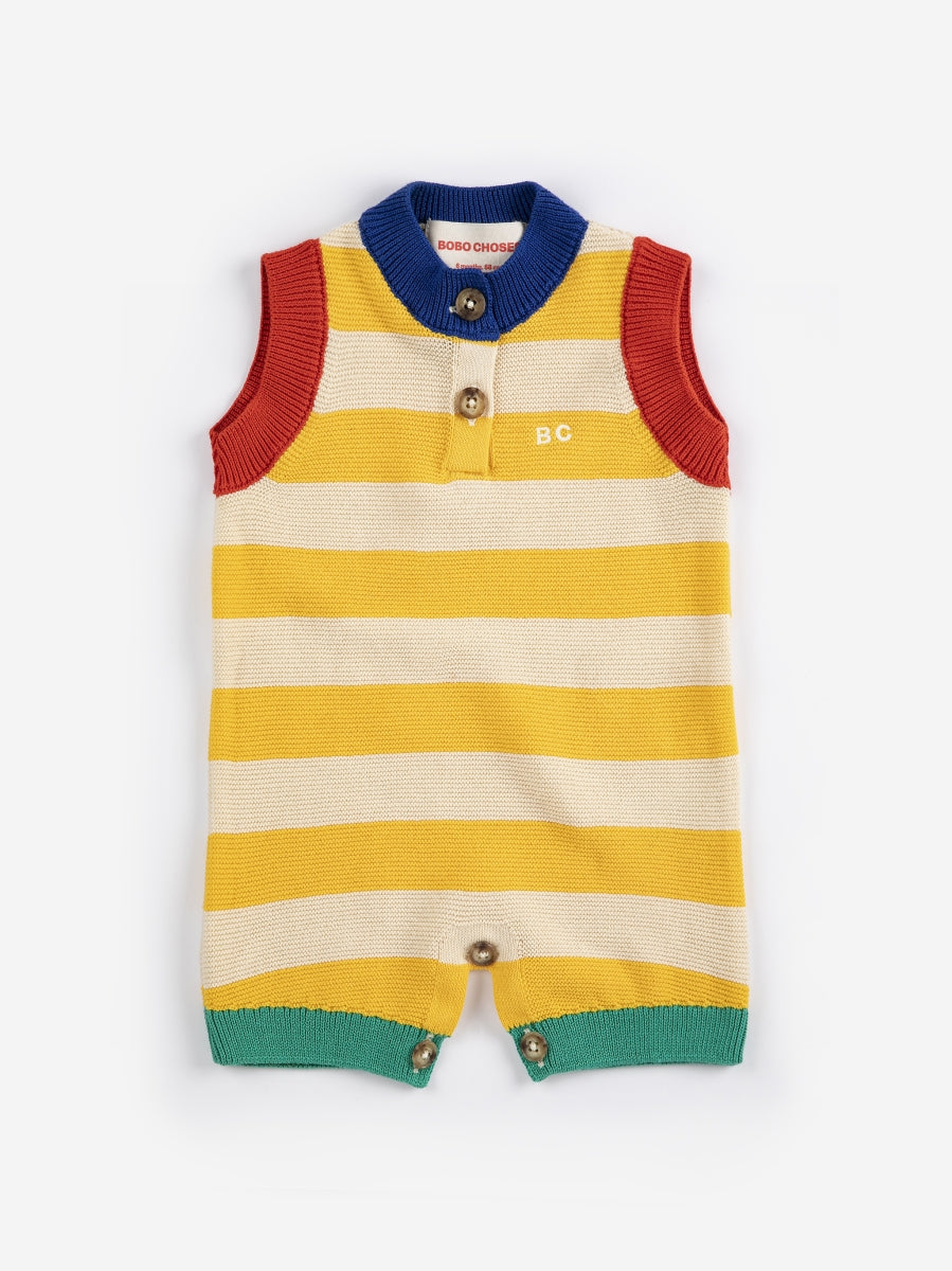 BC striped knitted playsuit 6M