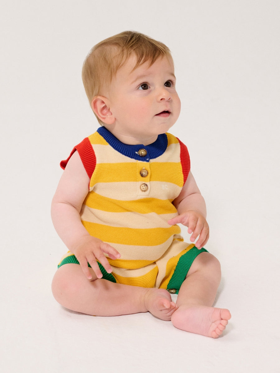 BC striped knitted playsuit 6M