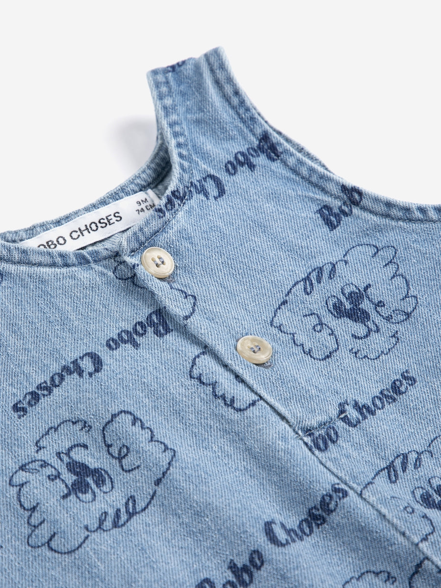 pickles the dog all over denim playsuit