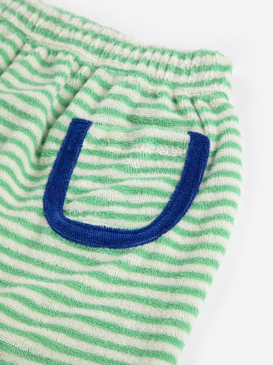 green stripes terry pants