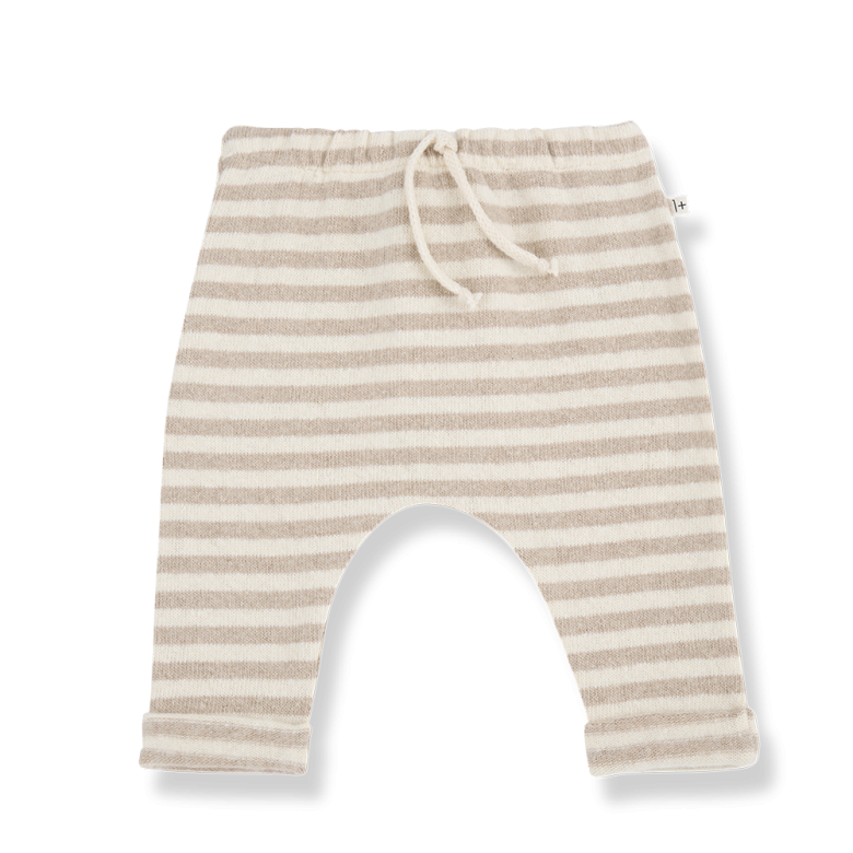 soft striped fleece pants - vicens - beige